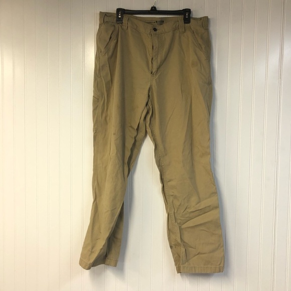 Carhart Men’s Tan Canvas Pants 38x32 Relaxed Fit - Picture 1 of 7